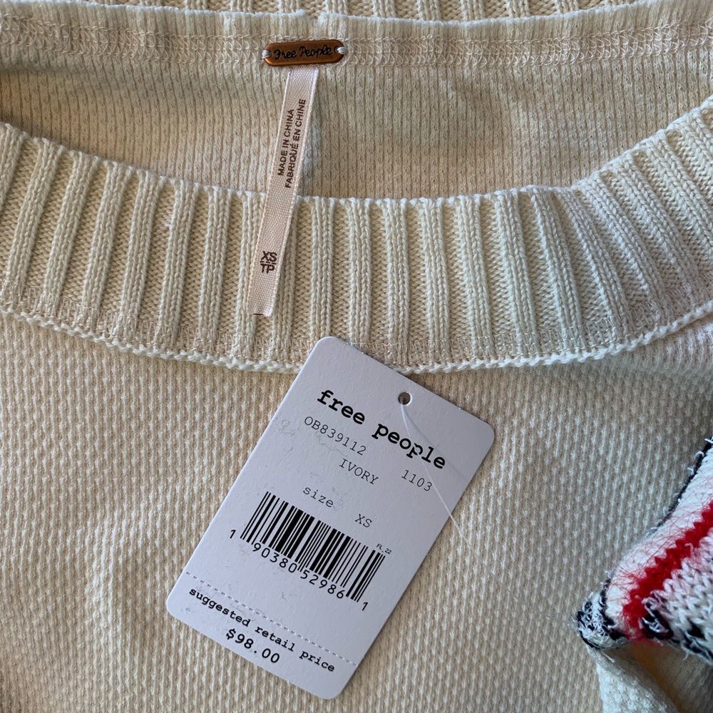 Free People Fairground Striped Sleeve Top XS NWT - Picture 8 of 8